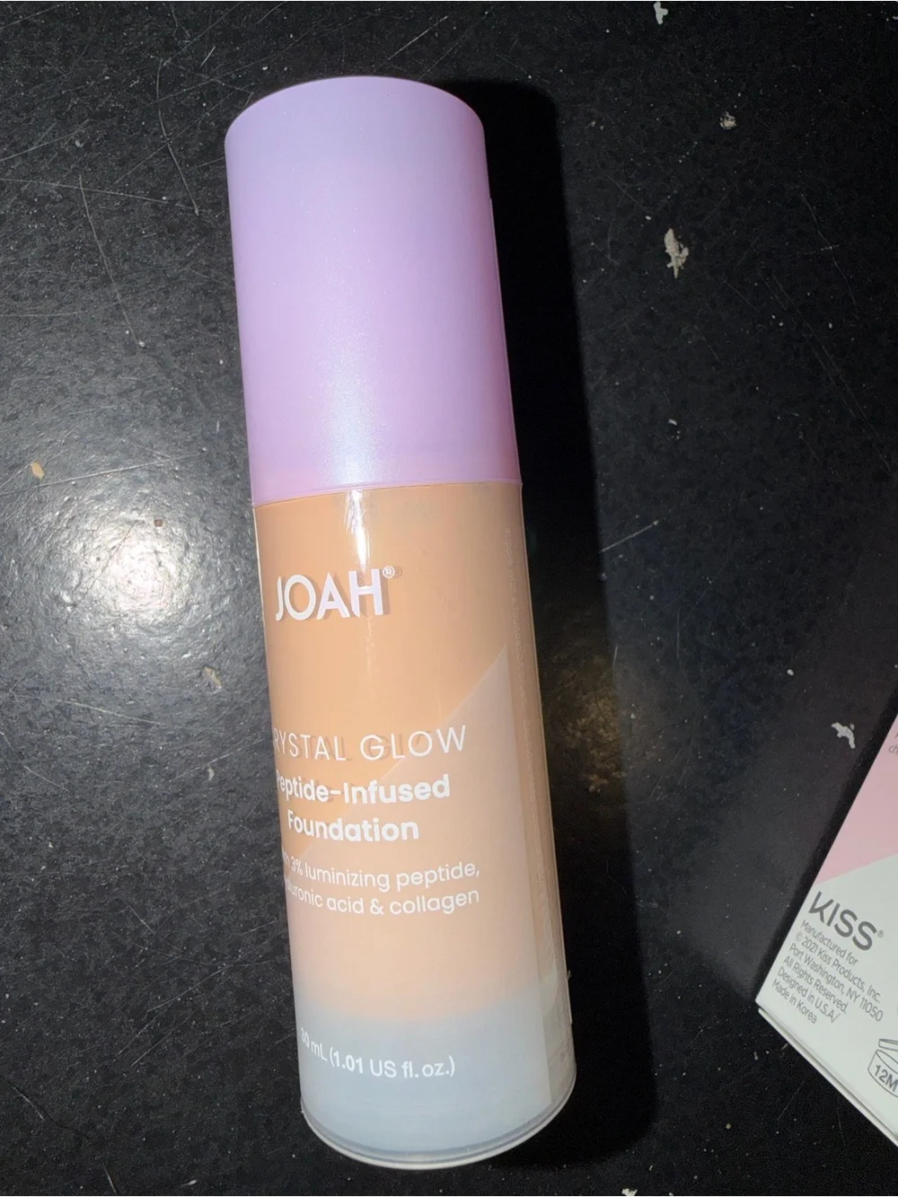 J.O.A. Crystal Glow Peptide-Infused Foundation — Light Beige with Lilac Cap